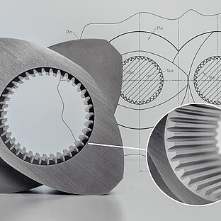 Hochwertiges Schneckenelement für Extruder MAXX-Serie – präzise gefertigt, kompatibel und kosteneffizient für maximale Produktionsleistung.